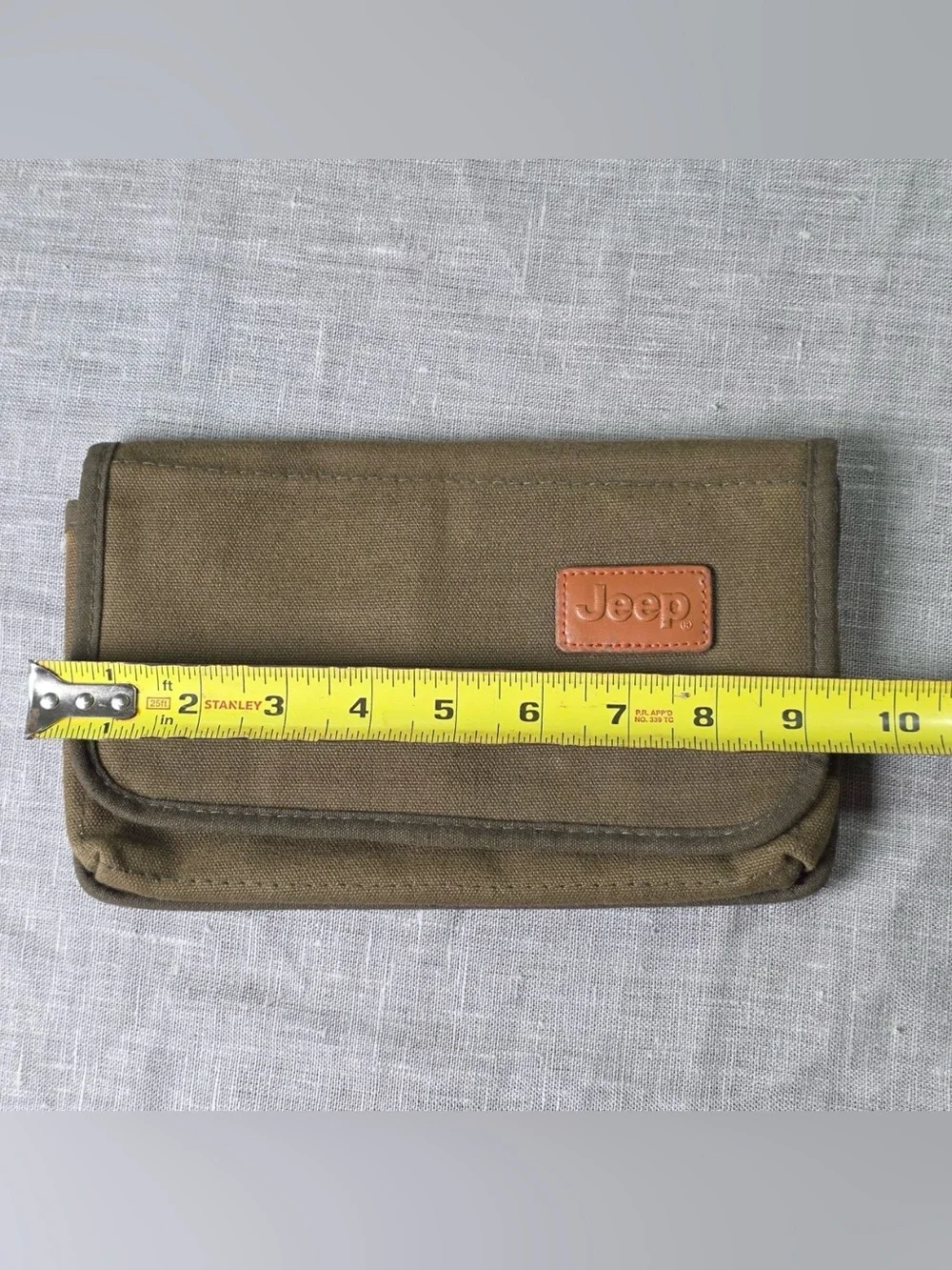Vintage Jeep Olive Green Canvas Travel Wallet Clutch Organizer Bag